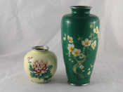 Appraisal: A s Japanese cloisonne vase with chrysanthemum flower and bud