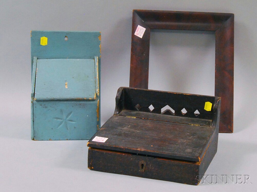 Appraisal: Two Painted Wooden Boxes and a Grain-painted Frame th and