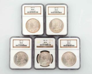 Appraisal: Lot of Morgan Silver Dollars All MS MS NGC MS