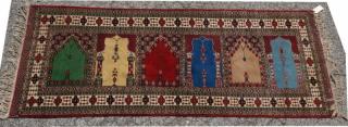 Appraisal: ' x ' Tribal Carpet Wall Hanging with blue fie