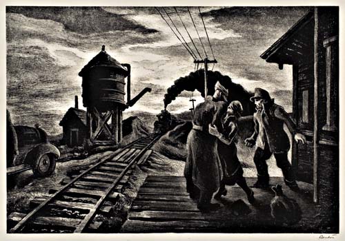 Appraisal: THOMAS HART BENTON Morning Train Lithograph x mm x inches