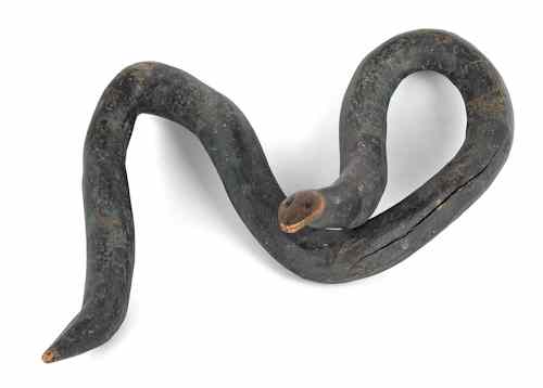 Appraisal: American carved and painted root snake early th c retaining