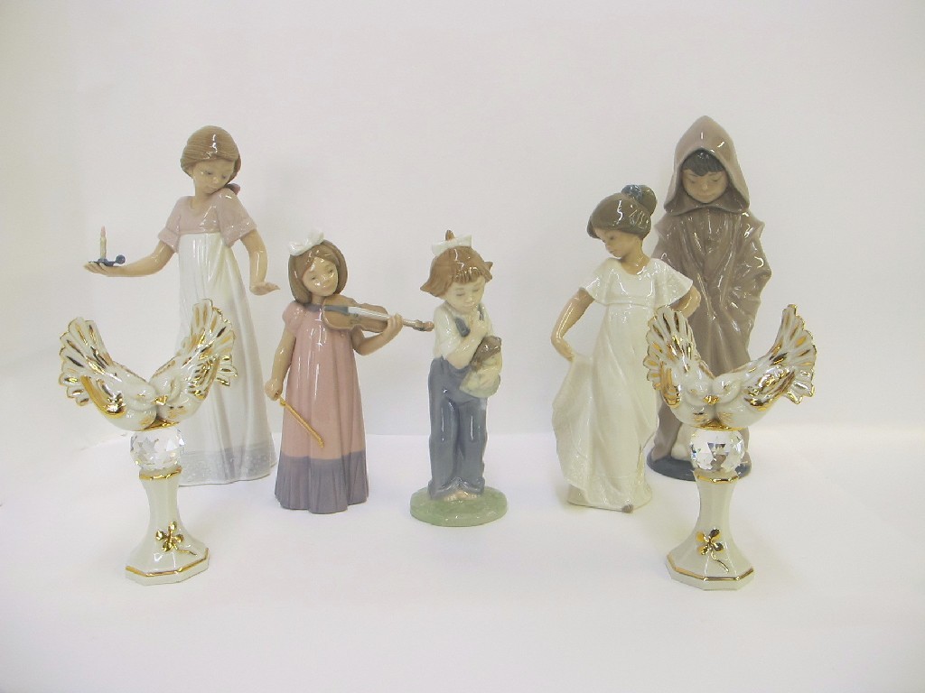 Appraisal: Five Nao figures of children and two Italian figures of