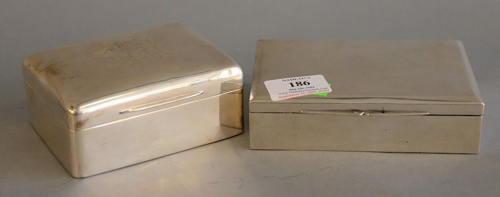 Appraisal: Two silver rectangular boxes one monogramed with H one with