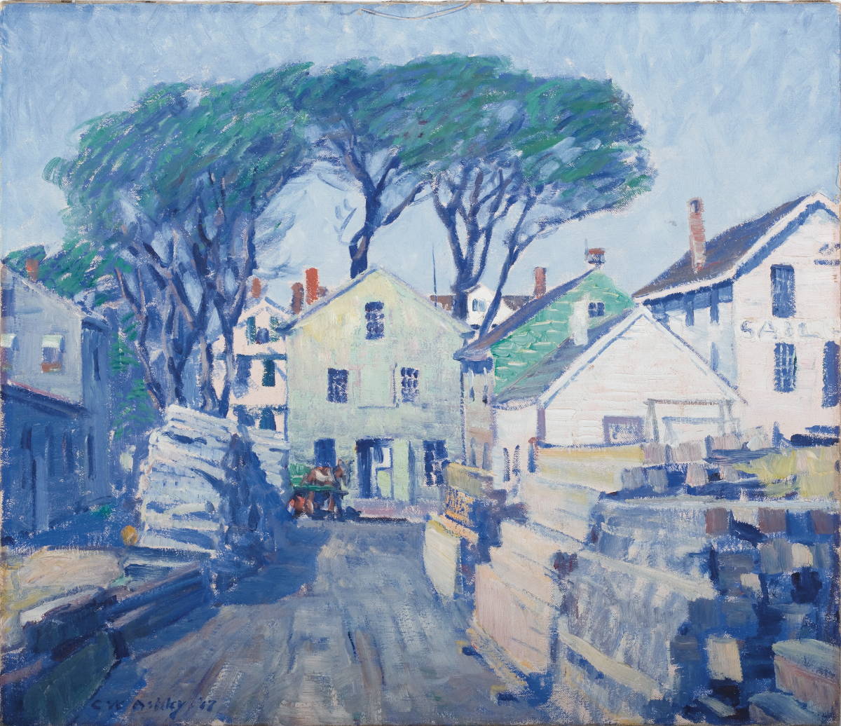 Appraisal: CLIFFORD ASHLEY AMERICAN - LUMBER WHARF PROVINCETOWN Oil on canvas