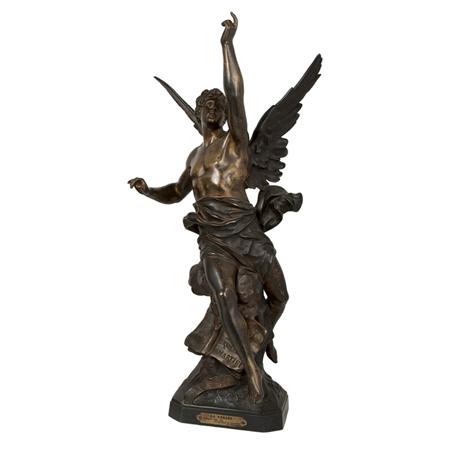 Appraisal: Bronze Figure of a Male Angel La Pensee Prenant son