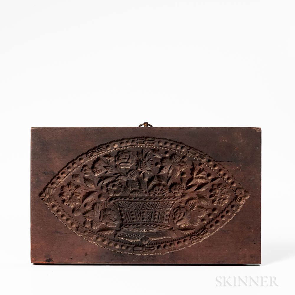 Appraisal: Carved Mahogany Cookie Board Carved Mahogany Cookie Board John Conger