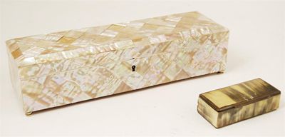 Appraisal: A Victorian mother of pearl glove box with lined interior