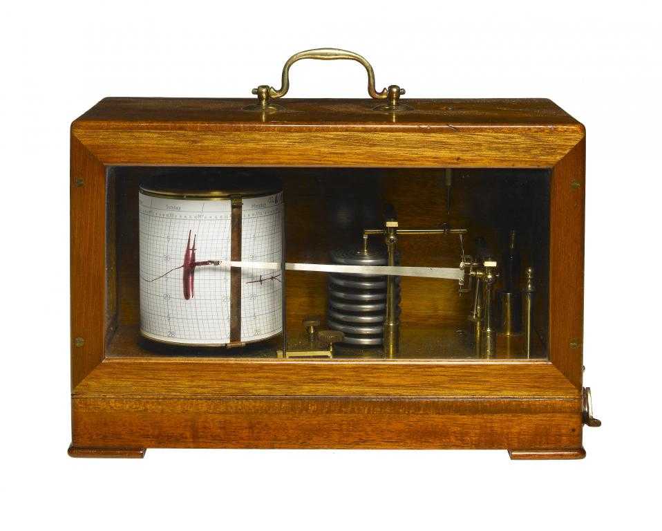 Appraisal: A GERMAN BAROGRAPH the lacquered brass instrument with clockwork motor