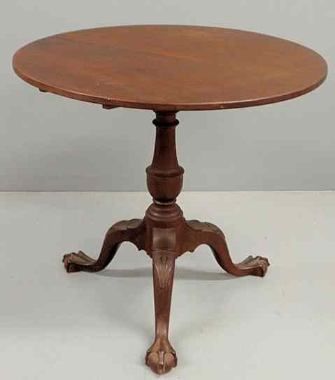 Appraisal: Chippendale walnut tilt-top tea table c with birdcage support shell