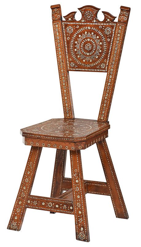 Appraisal: Moorish Bone Inlaid Side Chair North African probably late th