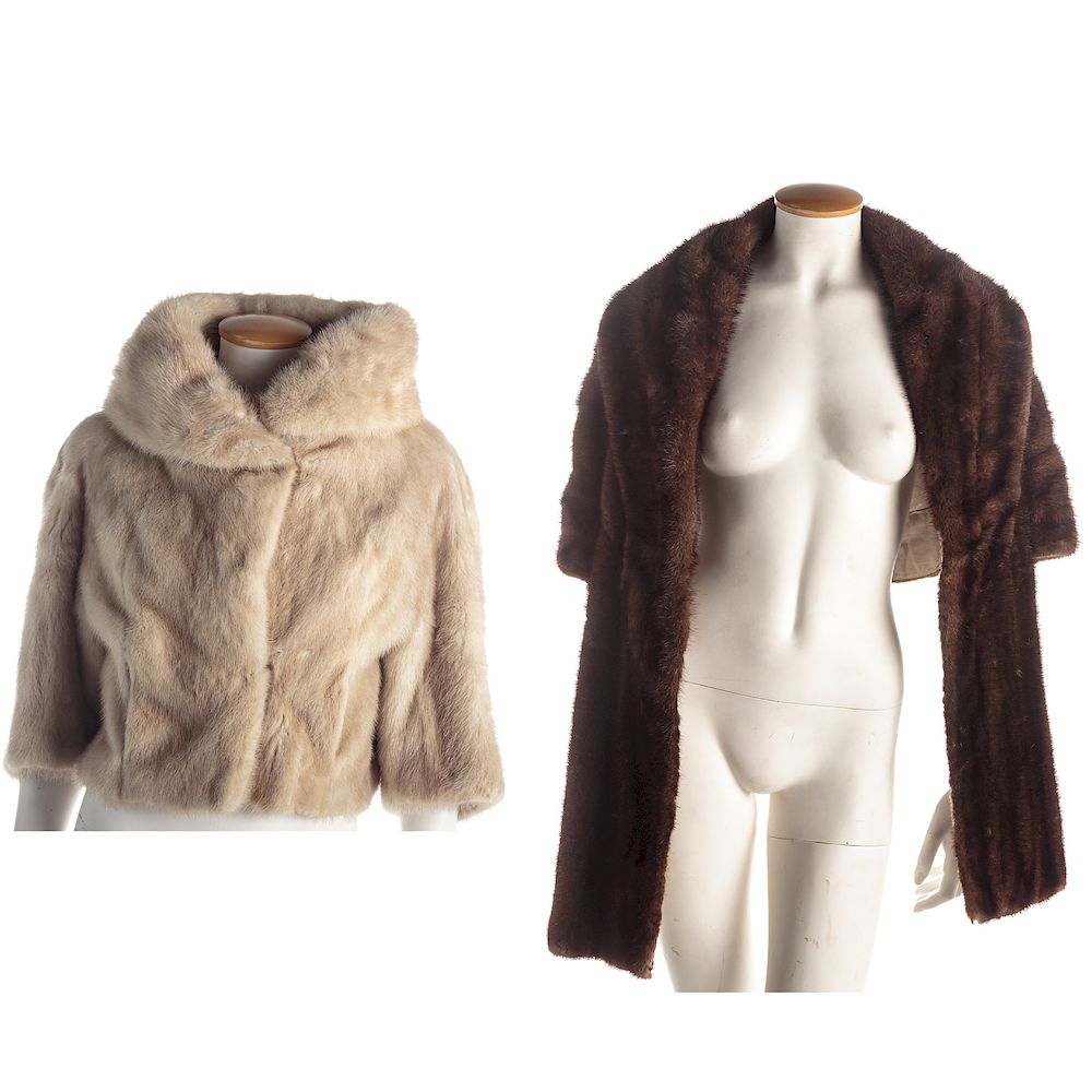 Appraisal: Two Vintage Mink Furs s including brown mink stole and