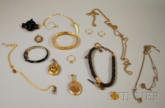 Appraisal: Group of Mostly Antique Jewelry including three kt gold and