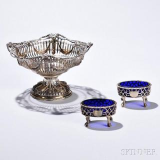 Appraisal: Three Pieces British Sterling Silver Tableware a Victorian neoclassical-style reticulated