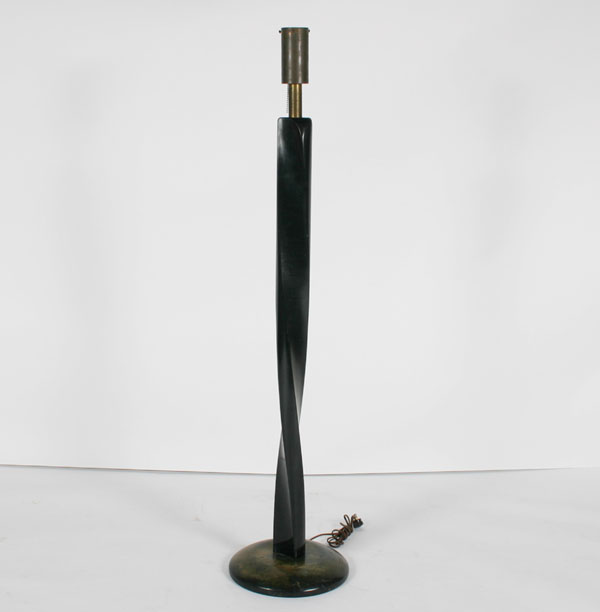 Appraisal: Twist form mid-century modern floor lamp sculpted wood mounted in