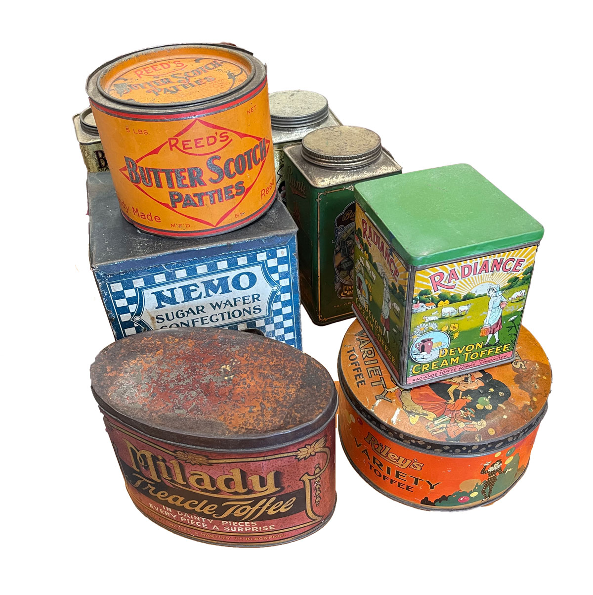 Appraisal: PC CANDY TOFFEE TIN CANISTER COLLECTION Comprising - Milady Toffee