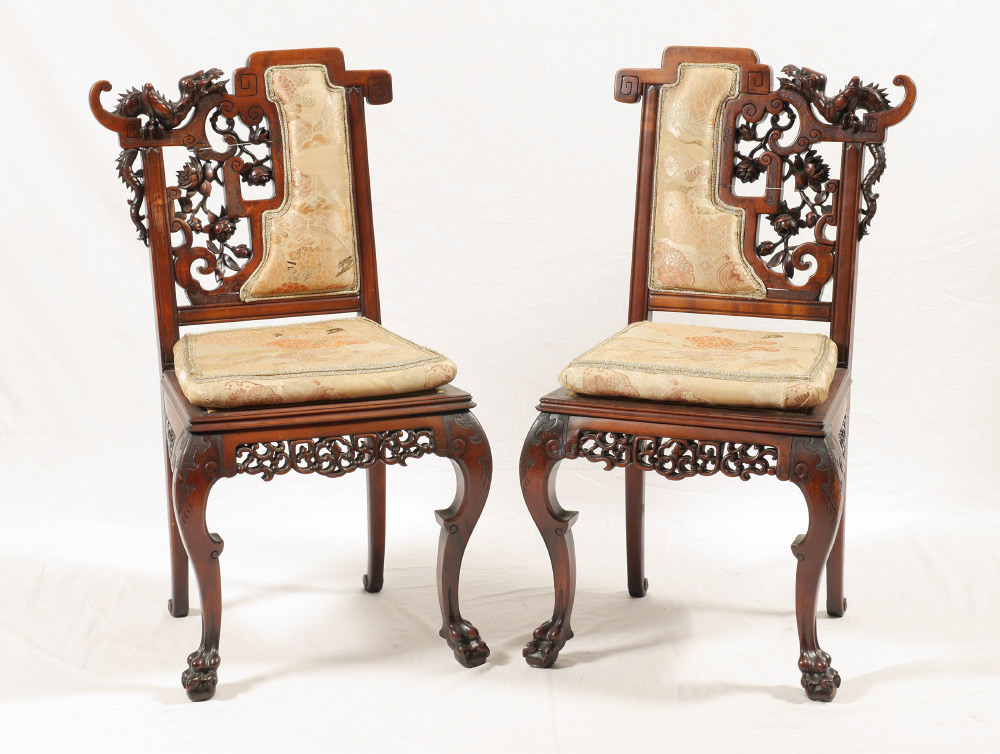 Appraisal: PAIR OF FRENCH PERRET ET VIBERT DRAGON CHAIRS In the