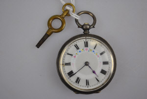 Appraisal: A Victorian lady's engraved silver fob watch with decorative dial