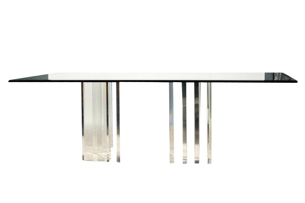 Appraisal: MODERNIST ACRYLIC GLASS DINING TABLEthe rectangular top with beveled edge