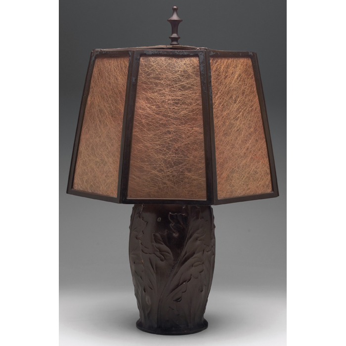 Appraisal: Bradley and Hubbard lamp bronzedmetal base with large leaves in