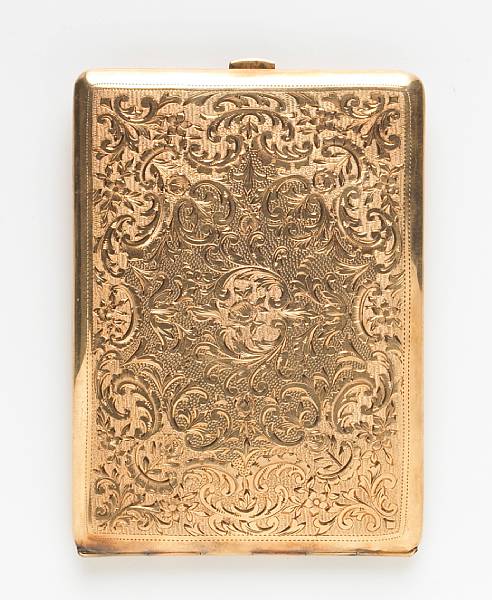 Appraisal: A k gold engraved cigarette case weighing approximately gr dimensions