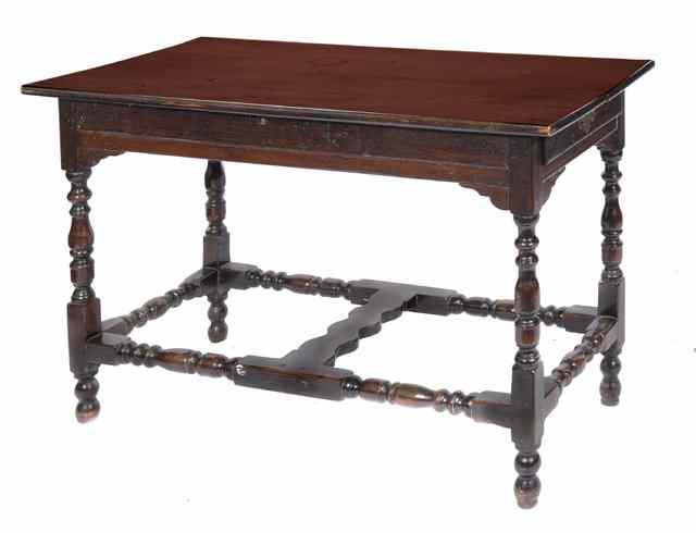 Appraisal: AN ANTIQUE OAK RECTANGULAR CENTRE TABLE with single drawer to