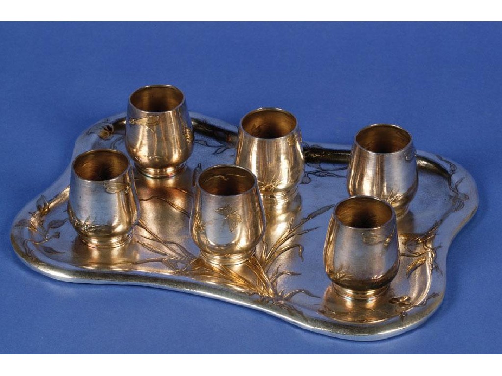 Appraisal: A RUSSIAN VODKA SET comprising a tray with six beakers