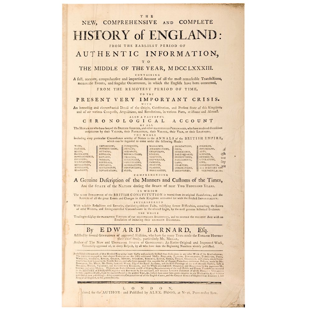 Appraisal: -Dated Bound Book Comprehensive History of England by Edward Barnard