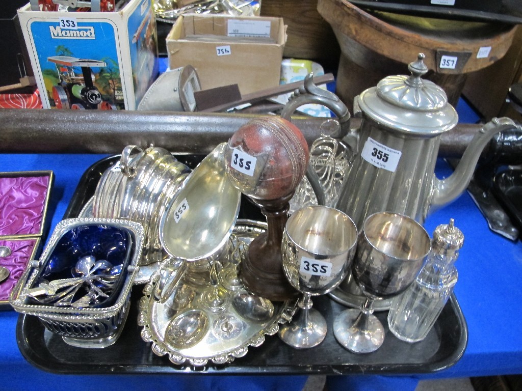 Appraisal: A tray lot of EP - coffee pot cheese dish