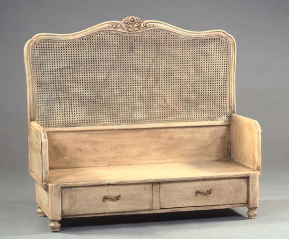 Appraisal: Louis XV-Style Polychromed Bench the shaped and caned back surmounted