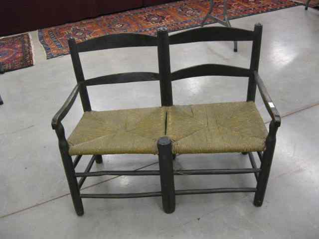 Appraisal: th Century Wagon Seat double rush set black paint ''