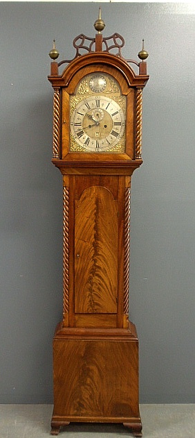 Appraisal: - Mahogany tall case clock Jon Snape London with eight-day