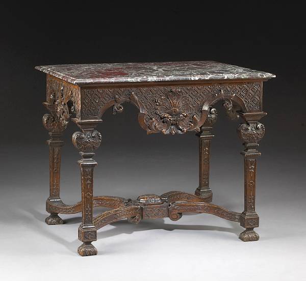 Appraisal: A Louis XIV oak console table late th century The