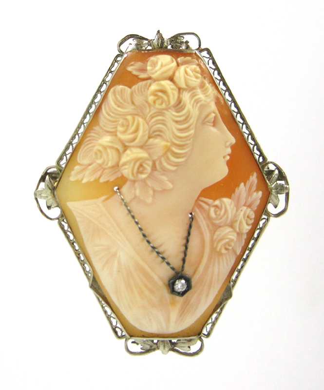 Appraisal: VICTORIAN CAMEO PENDANT BROOCH The six side cameo portrait of