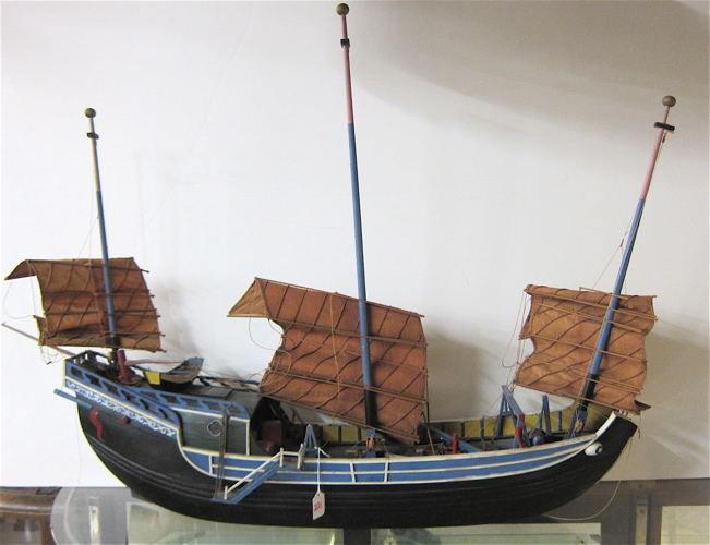 Appraisal: HAND MADE WOOD MODEL OF CHINESE JUNK SHIP classic shape