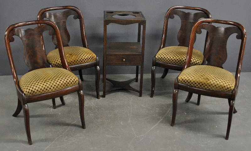 Appraisal: - Set of four mahogany English gondola chairs th c