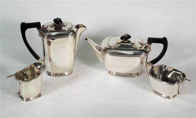 Appraisal: FOUR-PIECE SILVER TEA AND COFFEE SERVICE Sheffield comprising teapot coffee