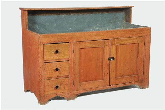 Appraisal: DRY SINK American mid th century mixed woods High back