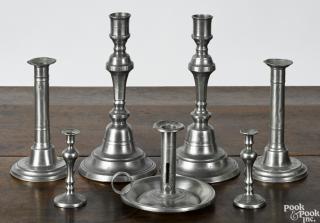 Appraisal: Seven pewter candlesticks th early th c tallest - ''