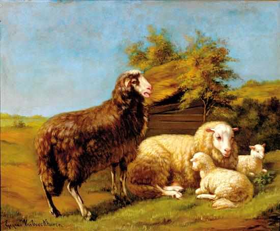 Appraisal: Eugene Verboee Khoren Continental school th th century SHEEP RESTING