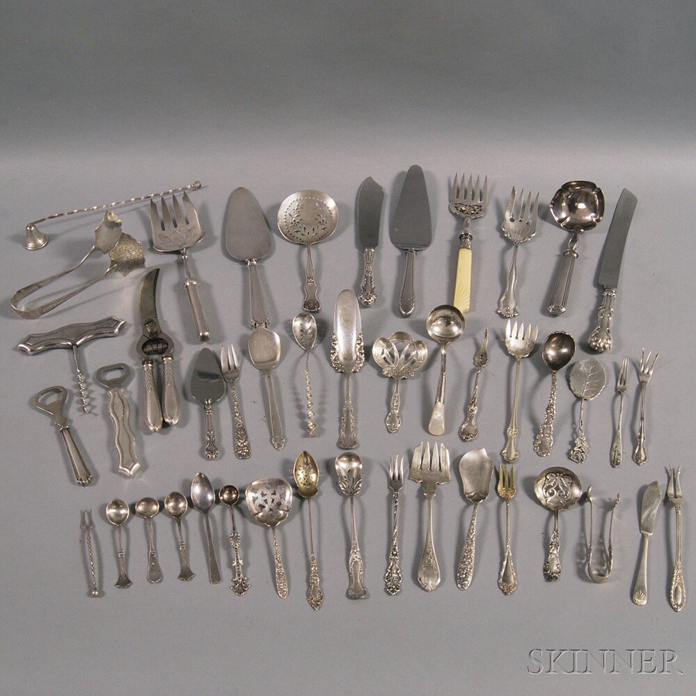 Appraisal: Group of Sterling Silver Flatware including sterling-handled and silver-plated serving