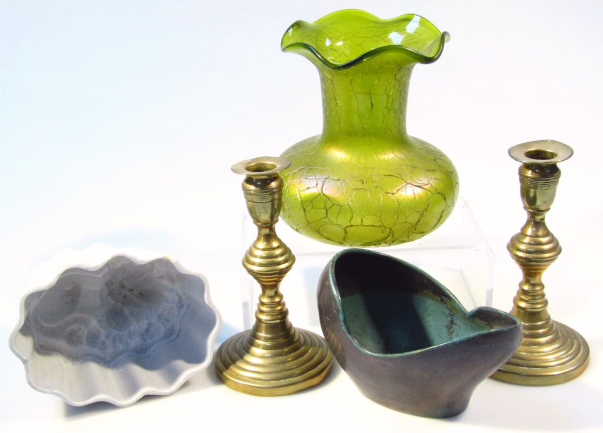 Appraisal: An early thC Loetz style vase the trumpet stem with