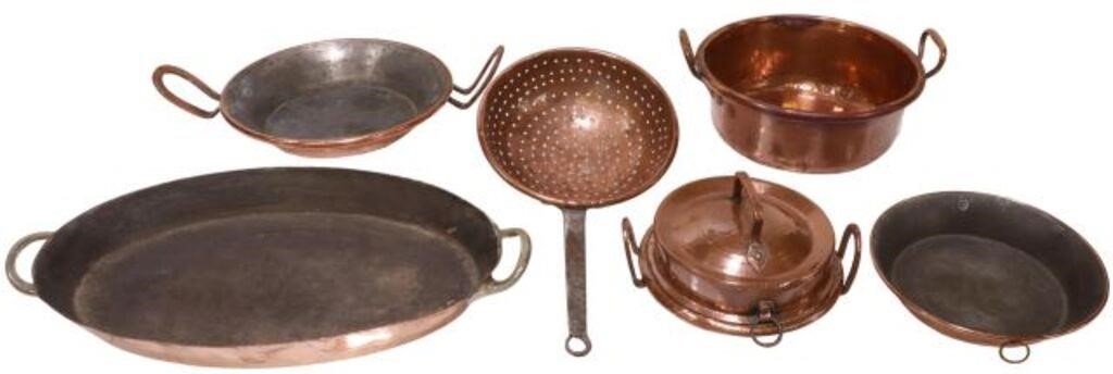 Appraisal: lot of French copper and metal kitchenwares including large ovular