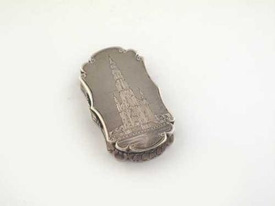 Appraisal: A Victorian engraved 'castletop' vinaigrette of rounded oblong form with