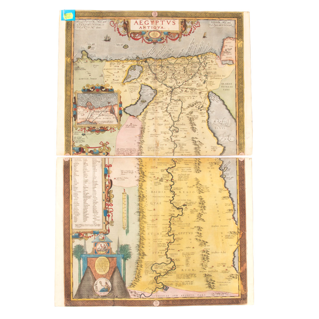 Appraisal: Ortelius Aegyptus Antiqua circa Two fine large engraved maps X