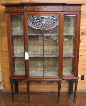 Appraisal: ART NOUVEAU INLAID MAHOGANY BREAKFRONT CHINA CABINET English c The