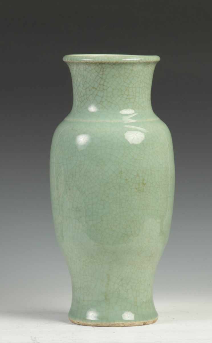 Appraisal: Early Chinese Crackle Glaze Celadon Vase Condition Excellent Dimensions Ht