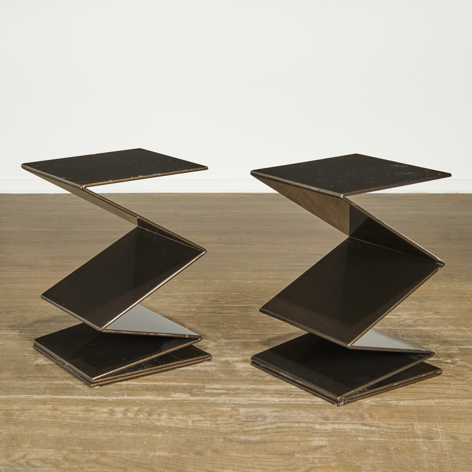 Appraisal: GERRIT RIETVELD STYLE PAIR ZIGZAG SIDE TABLES th th c