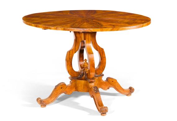 Appraisal: OVAL TABLE Louis-Philippe Germany Carved walnut and burl walnut Oval