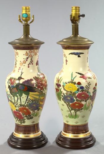 Appraisal: Pair of Japanese Meiji Richly Enameled and Parcel-Gilt Satsuma Pottery